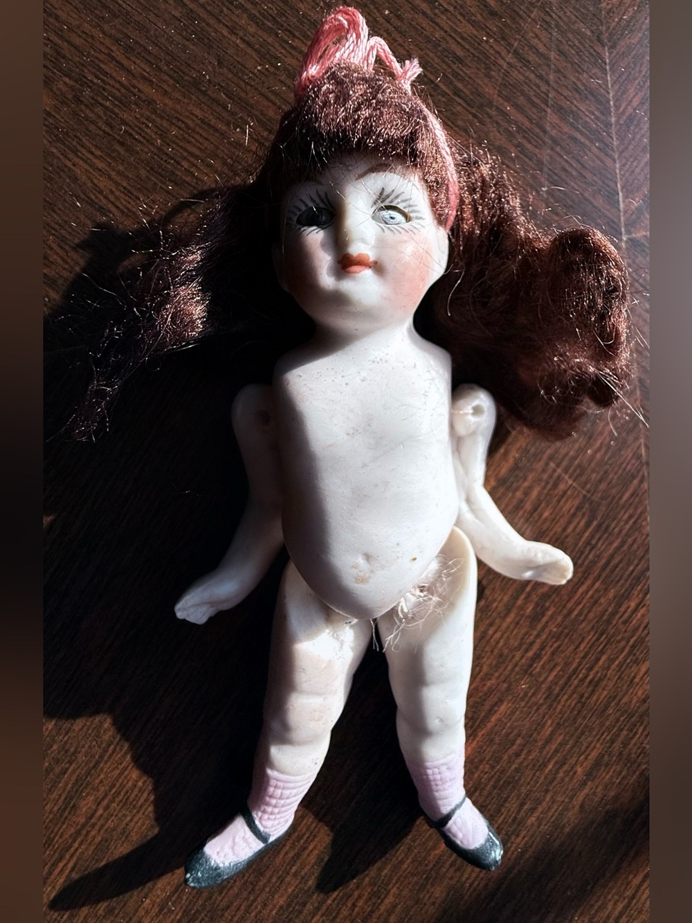 Antique German All Bisque Doll 5” Jointed Dollhouse Doll